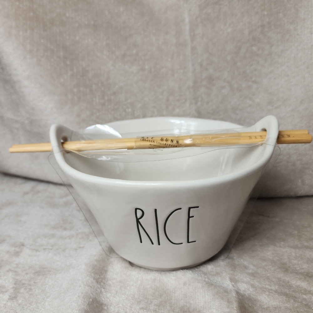 New Rae Dunn Ceramic Rice Bowl With Chopsticks‎